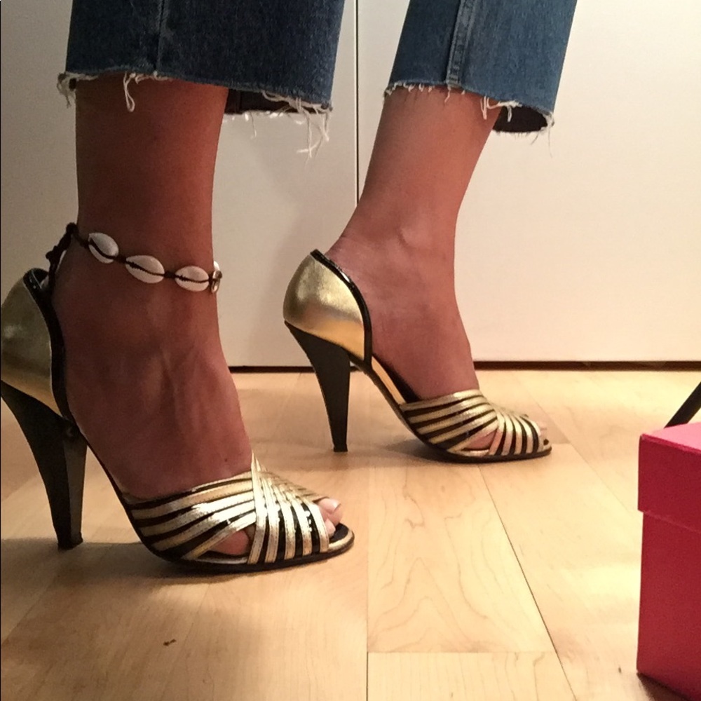Betesy Johnson Black and Gold High Heels